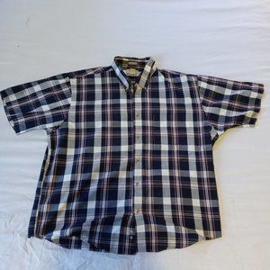 Vintage Natural Issue Short Sleeve Shirt Mens XL Button-Up Pocketed Blue Plaid